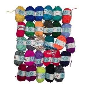 Inscraft 100% Acrylic Yarn Skeins Multicolor Crochet Kit with Hook and Case 30pc